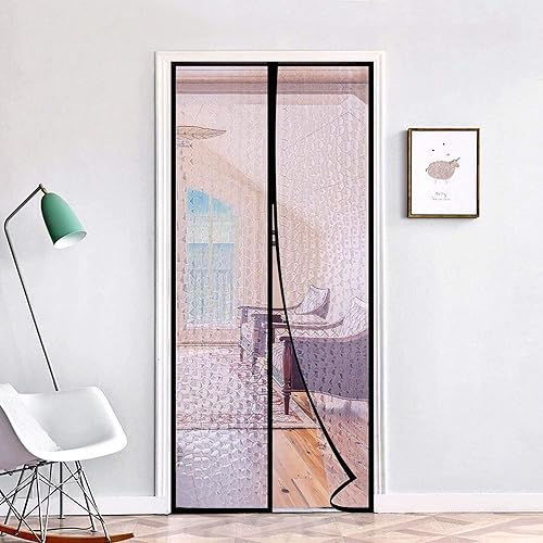 Cortina de puerta con imán magnético y aislamiento térmico para puerta de patio, se ajusta a puertas. Para mantener el calor adentro en invierno y