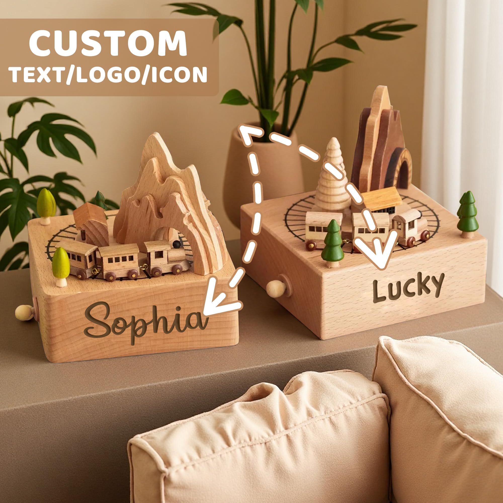 Scatola di Musica in Legno Personalizzabile, Scatola di Musica in Legno Personalizzata Incisa a Mano, Scatola di Musica Personalizzata con Nome/Testo, Regali per Bambini Ragazze Ragazzi Figlia