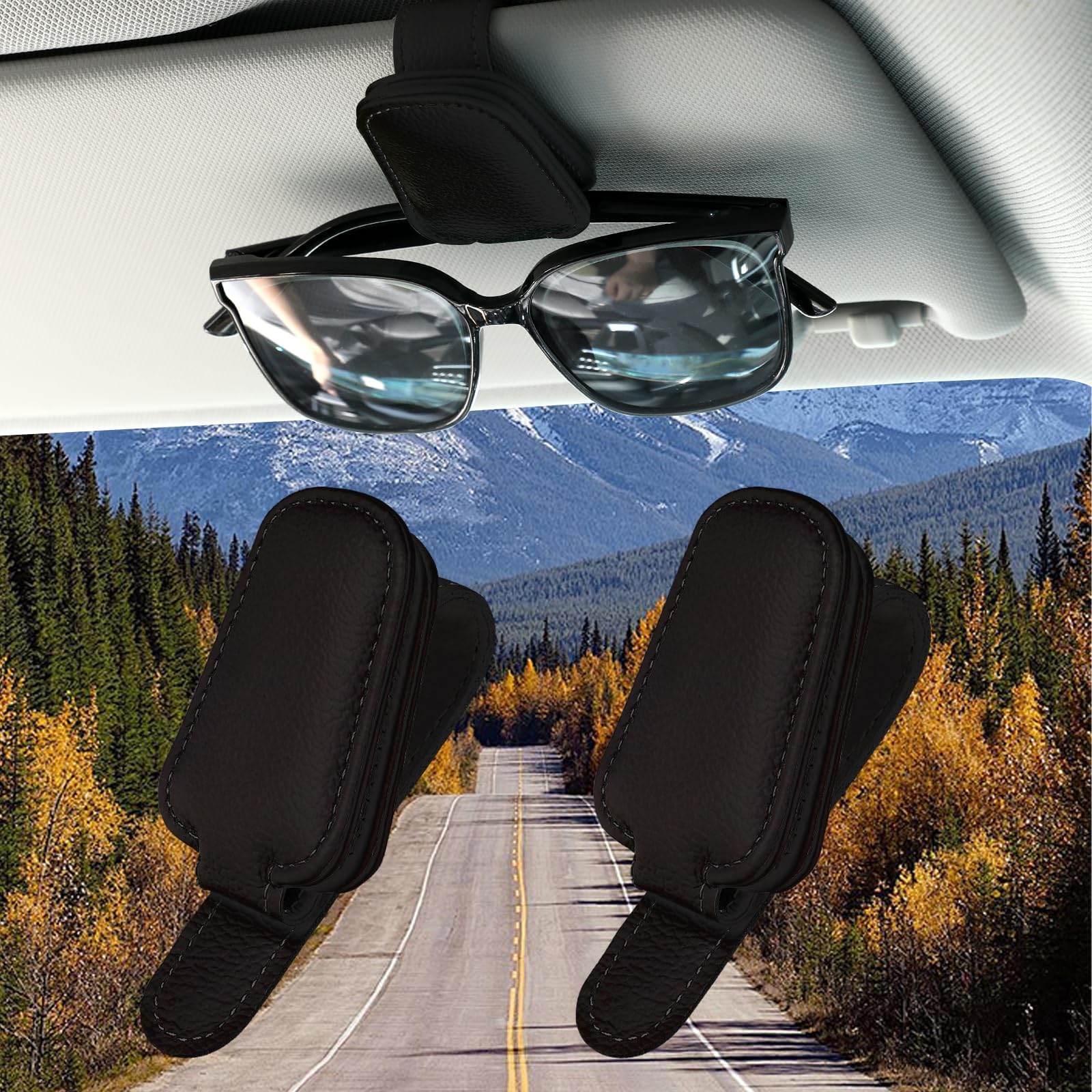 QIZUN 2pcs Car Sunglasses Holder Suitable for Audi S5 Coupe B8/8T 2007-2011, Glasses Mount Magnetic Premium Material Sun Visor Clip Organiser Storage,Black