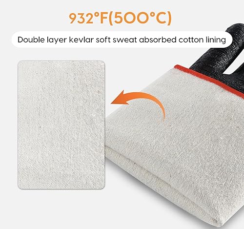 Miniatura 3 de Guantes resistentes al calor extremo 932F para parrilla Tansyan, guantes impermeables de manga larga para freidora, hornear, horno, ahumador,