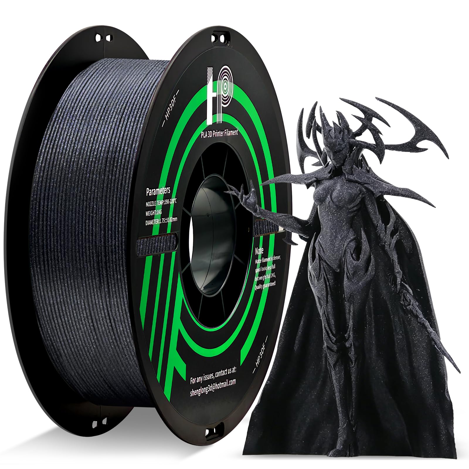 HP3DF 3D Printer Filament Galaxy Black 1KG,Shiny PLA Filament 1.75mm, Dimensional Accuracy+/-0.02mm, 1KG Spool (2.2 lbs), Fit Most FDM Printer(Galaxy Black)