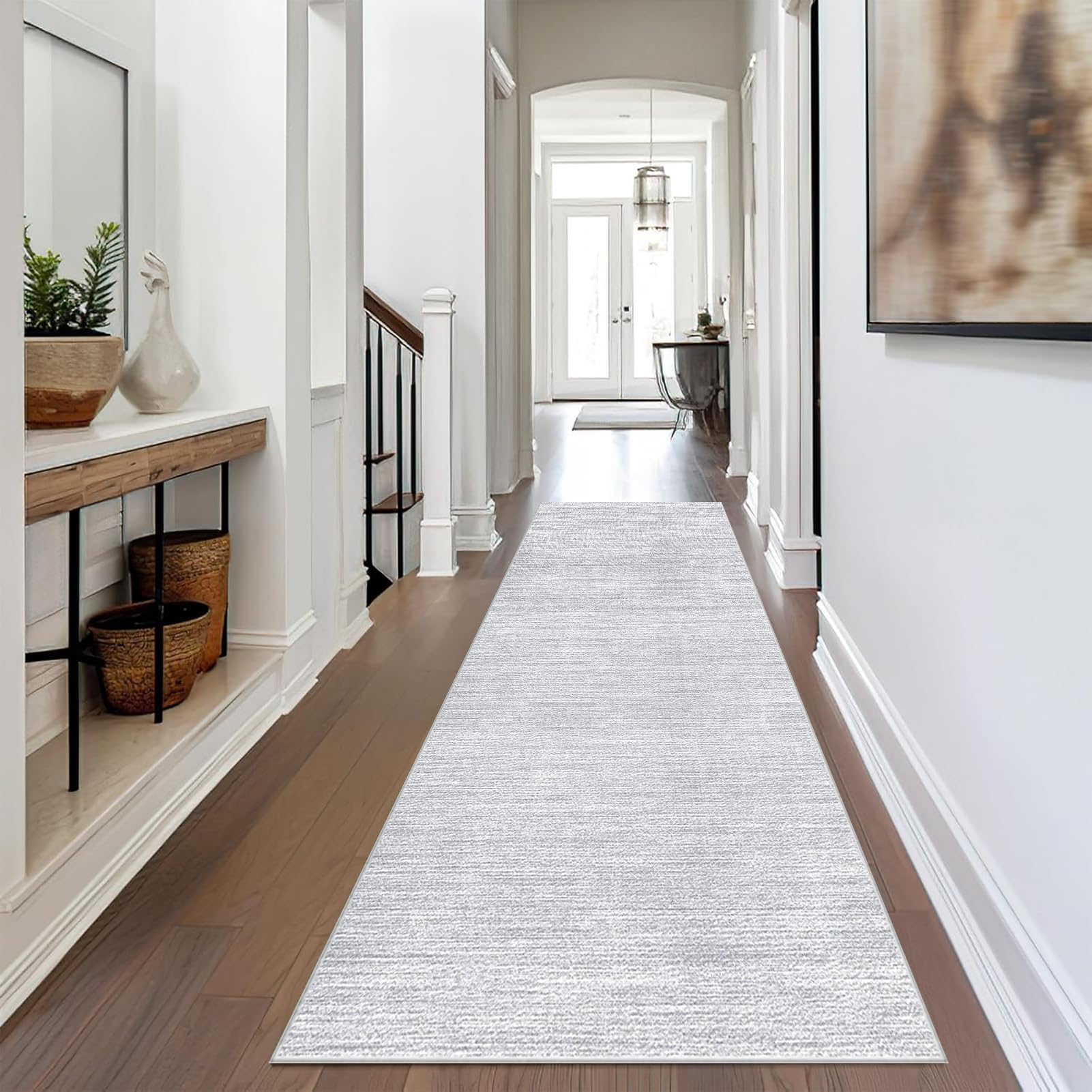 JaevKwzy Tapis de Cuisine Antidérapant Tapis Cuisine Devant Evier, 100 x 400 cm Vert Tapis Couloir Lavable en Machine, Tapis de Passage Cuisine Chambre, Tapis d'entrée pour Hall Long