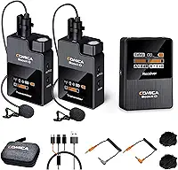comica BoomX-D2 - Microfone Sem Fio, Microfone de Lapela Compacto com Trilha de Audio de Segurança, Redução de Ruído, Alcance de 328, Baixa Latência, para Câmeras, Filmadoras, Smartphones, Laptops