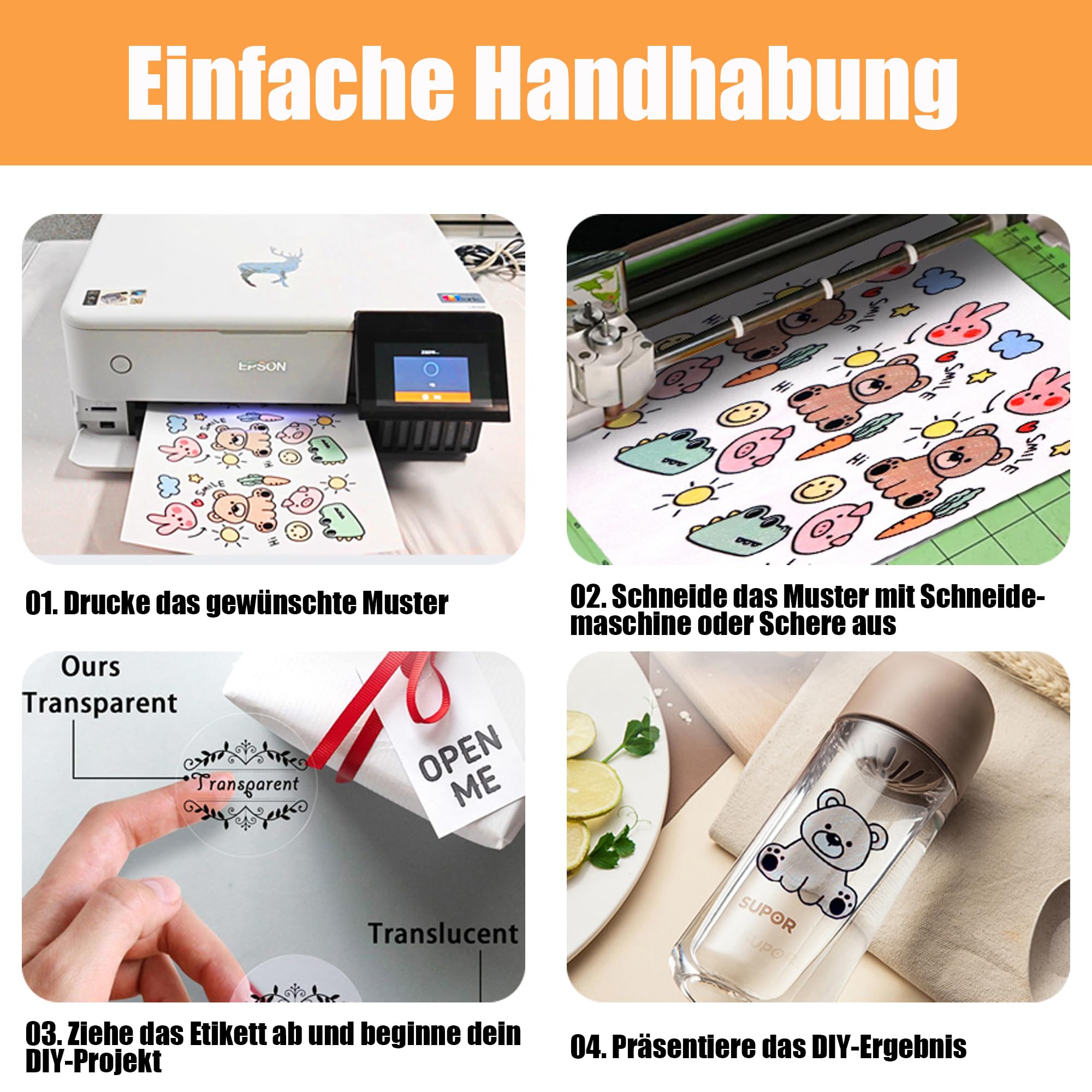 10 stuks waterdichte bedrukbare plakfolie, transparant vinylstickerpapier, TAIANJI bedrukbaar holografisch stickerpapier, A4 bedrukbaar vinyl, doe-het- zelf voor inkjet en laserprinter