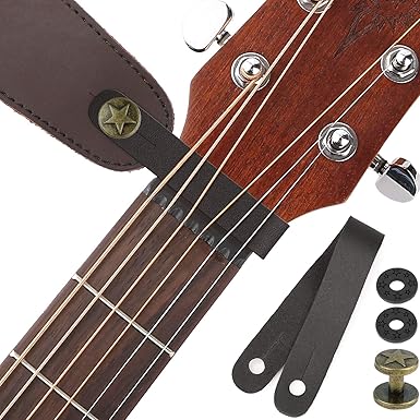 Anwenk Guitar Strap Locks Acoustic Guitar Strap Button Leather Headstock Adapter Strap Lock Button, Top Grade,Black