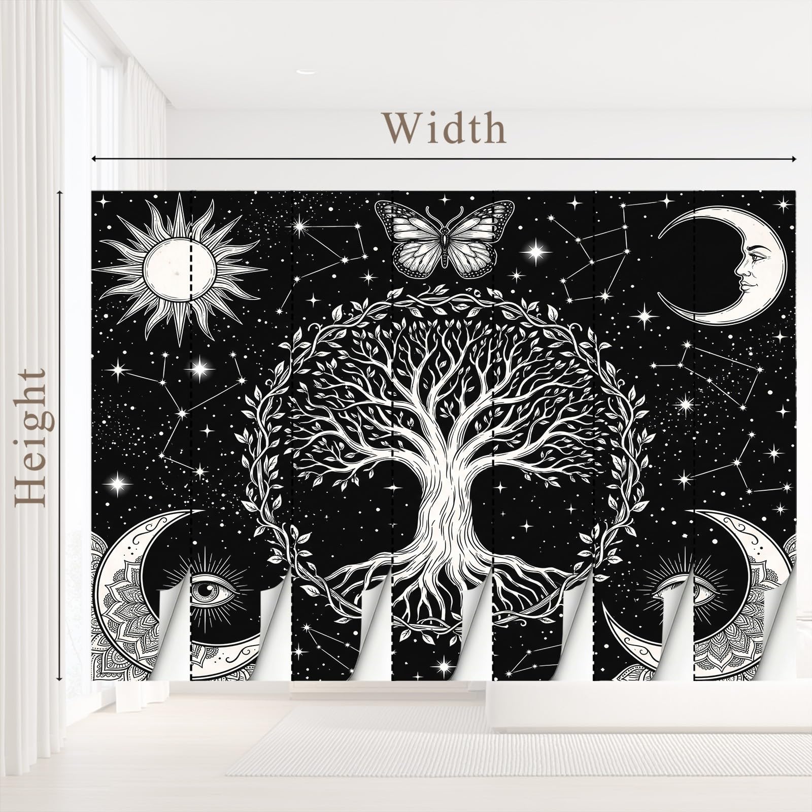 Tapete Astrologisch Botanisch Fototapete Lebensbaum Mond 250 x 150 cm