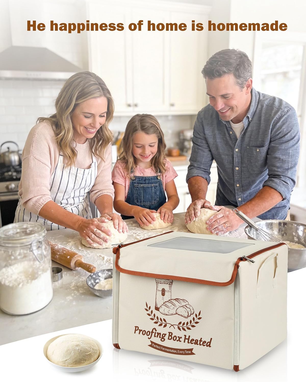 Folding Bread Proofing Box，with Digital Thermometer & Hygrometer, 55-133°F Precision Temp Control, 48H Timer, Even Heat for Sourdough, Yogurt, Kombucha, Pizza & More