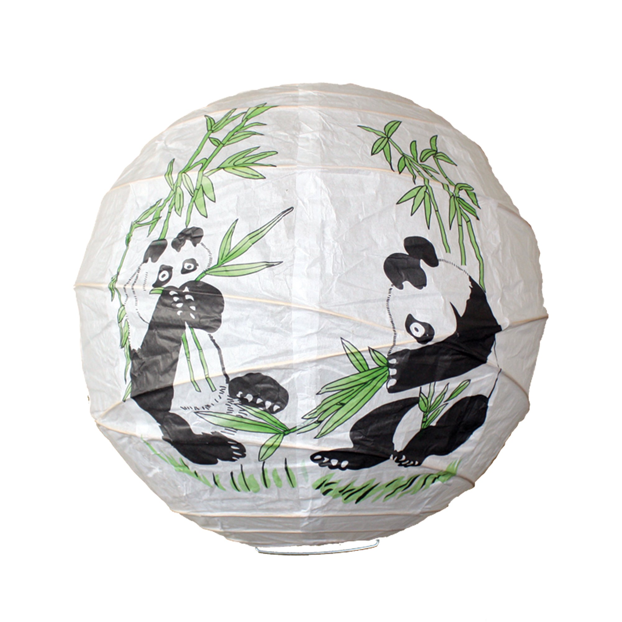 Paper Lantern Factory Shop Multi 14''(35Cm) Panda Eating Green Bamboo Paper Lampshade -6917