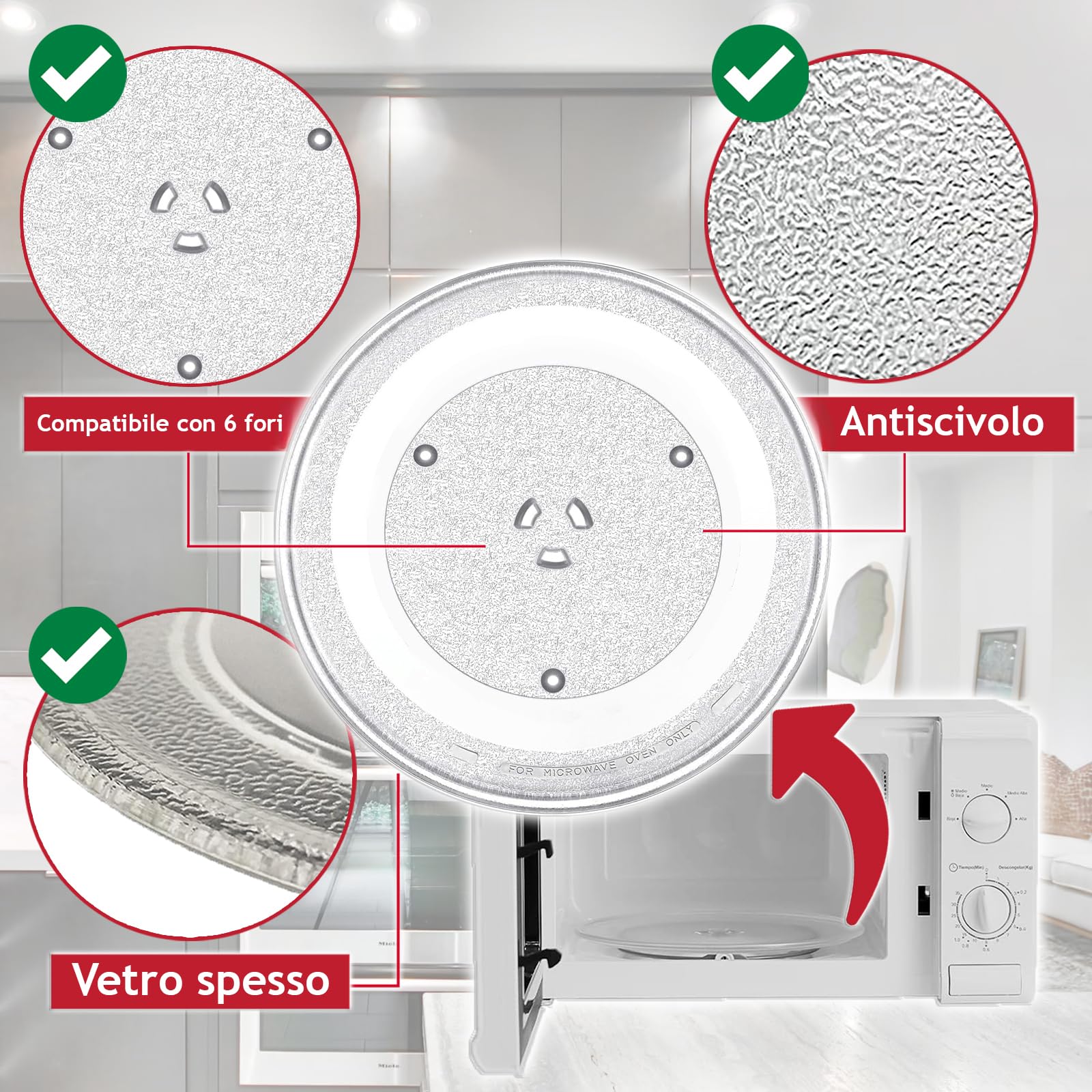 SPARES2GO Piatto girevole in vetro per Samsung forno a microonde (318 mm) - Elenco compatibilità B
