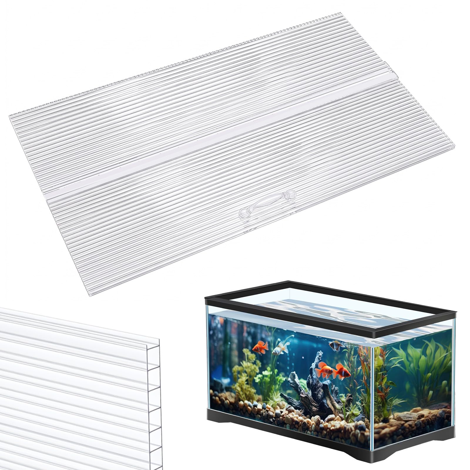 Sieral Auvent d'aquarium en polycarbonate, 91,4 x 45,7 cm, transparent, 1 pièce