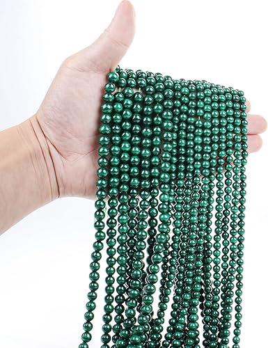 Miniatura 6 de Cuentas de piedras preciosas naturales de malaquita para fabricación de joyas, sueltas y redondas, de cristal energético, potencia curativa para la