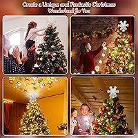 Vista 3 de Decoración para árbol de Navidad con diseño de copo de nieve iluminado con proyector LED giratorio integrado con purpurina en forma de copo de nieve