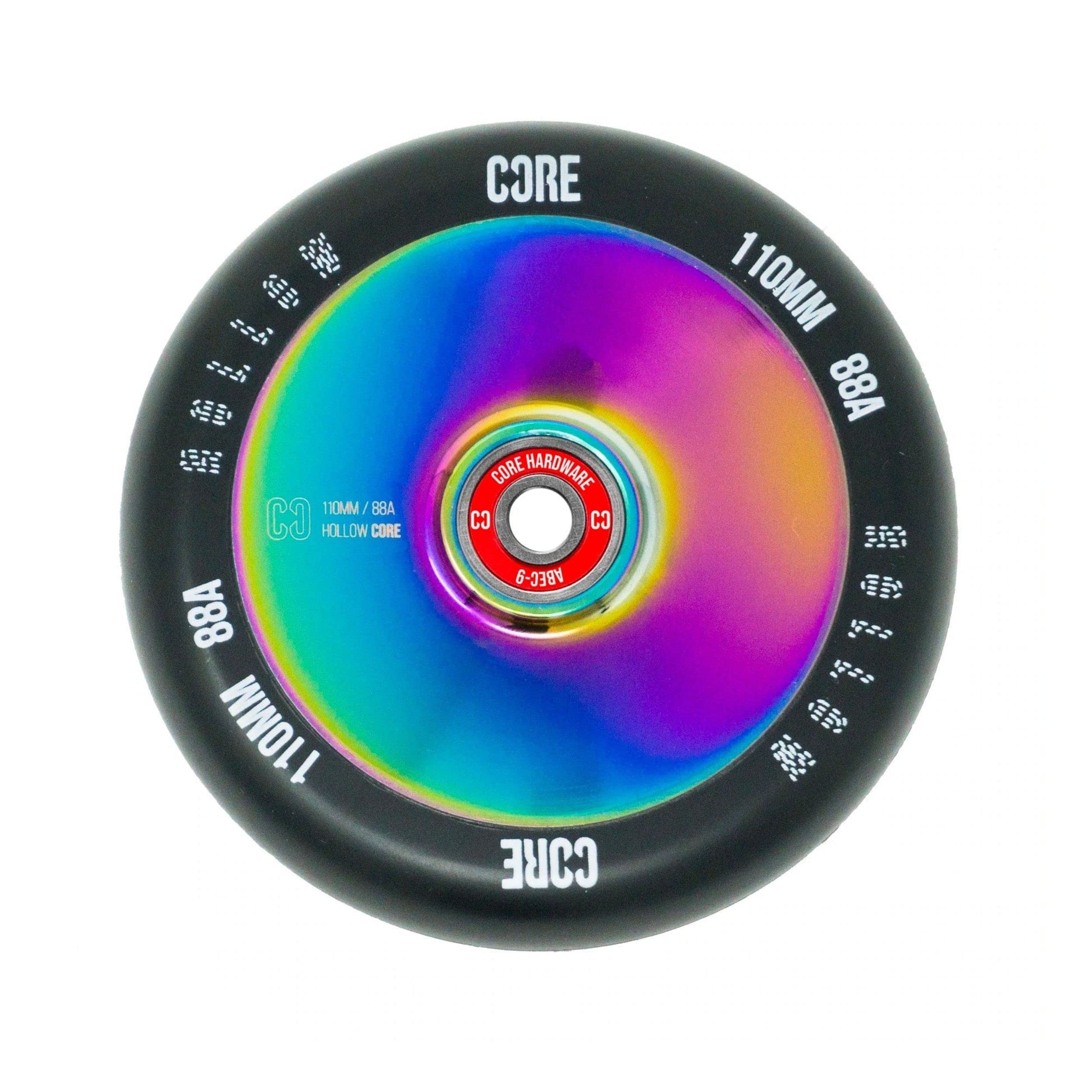 CORE Hollow Stunt Scooter Wheel 110mm ABEC 9 Bearings (Replacement Pro Scooter Wheels) - Black/NeoChrome โ image 1