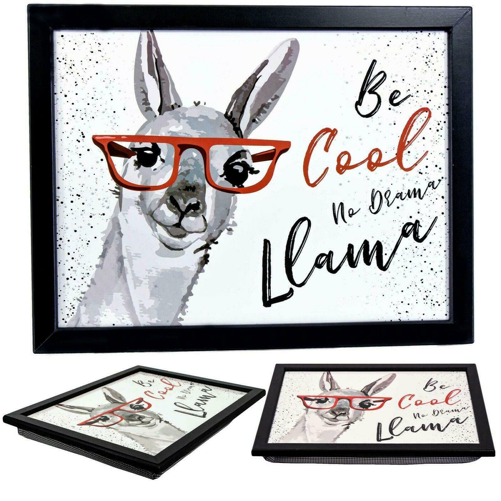 MTS Wooden Lap Trays with Bean Bag Cushion - Llama Design - Large Padded Tray for Kids and Adults - Suitable for Food, Work, Art, TV, Sofa, Bed - Great Gift for Animal Lovers