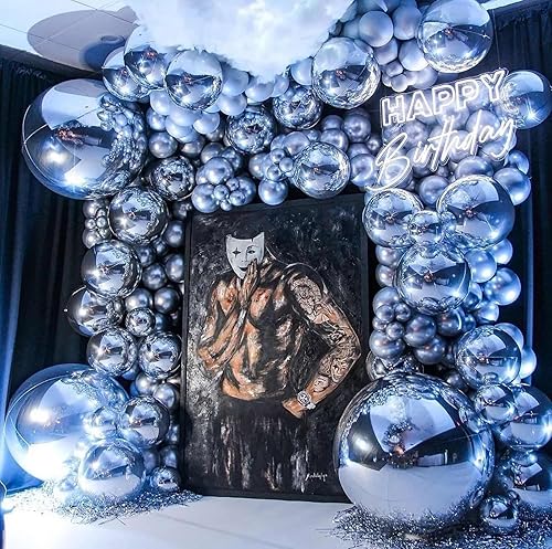 Miniatura 5 de KALOR Globos de Mylar azul de 22 pulgadas, 10 globos metálicos grandes, globo de aluminio redondo gigante 4D para fiesta de cumpleaños, baby shower,