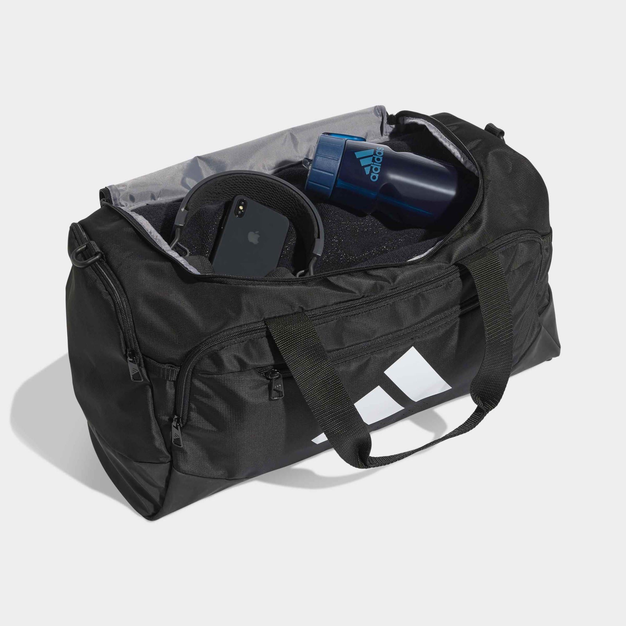 adidas Unisex Training Defender Duffle Bag Small Duffel Bag, Black/White, One Size
