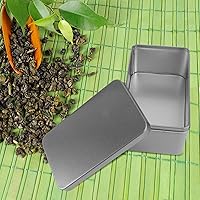 Vista 5 de NUOBESTY Caja de lata rectangular vacía, contenedor portátil de almacenamiento de té con tapa, caja de almacenamiento para el hogar para dulces