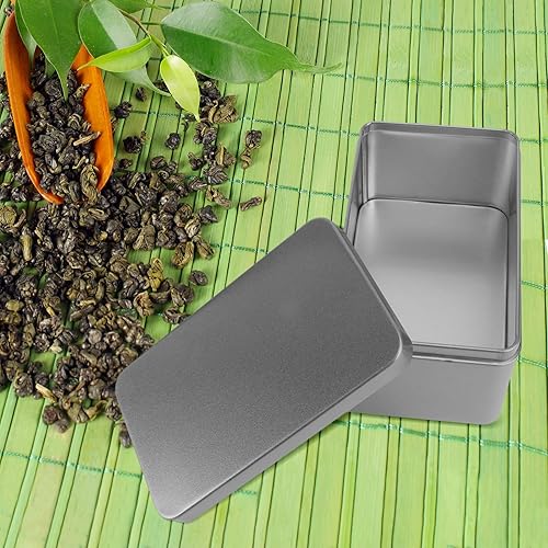 Miniatura 5 de NUOBESTY Caja de lata rectangular vacía, contenedor portátil de almacenamiento de té con tapa, caja de almacenamiento para el hogar para dulces de