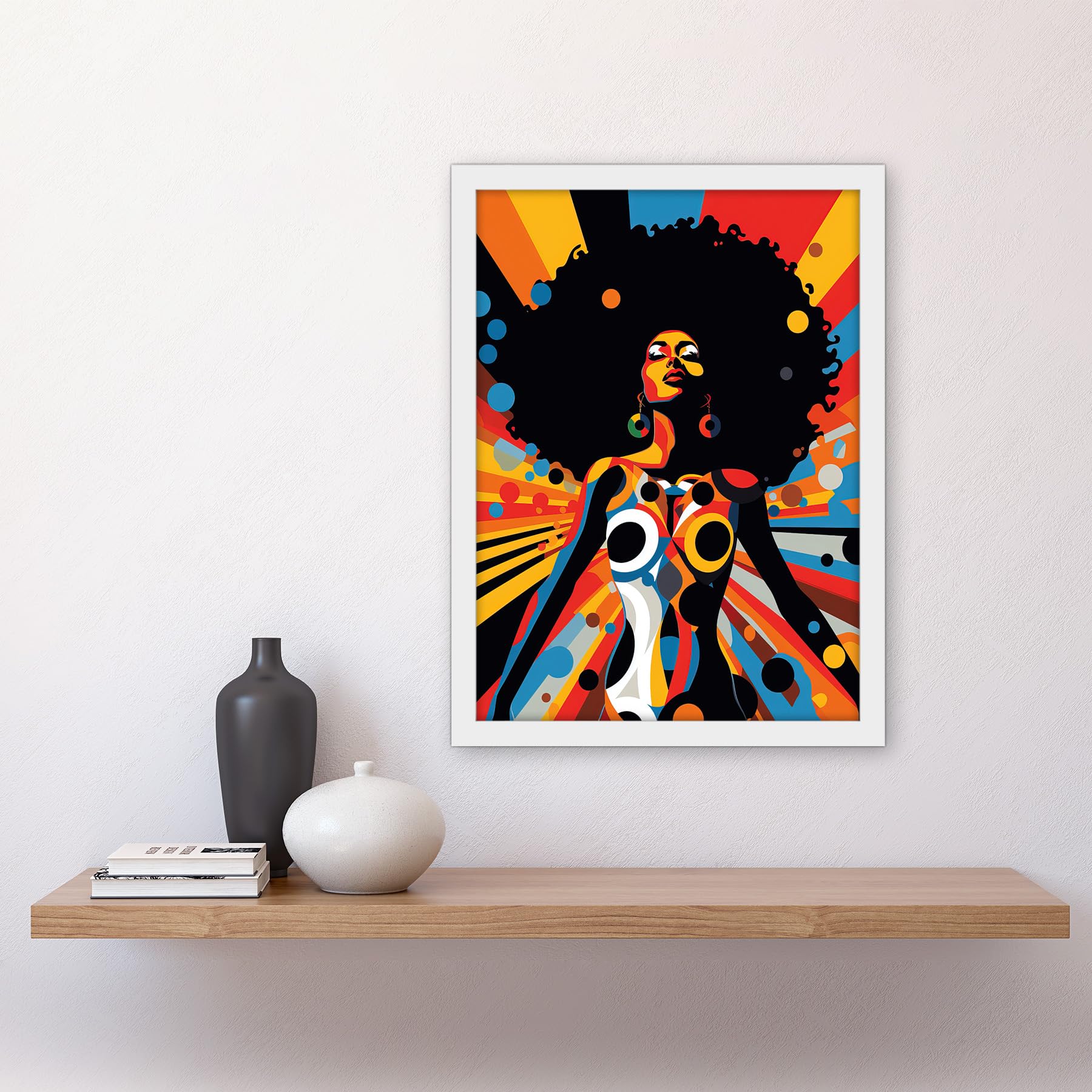 Artery8 Afro Caribbean Woman Colour Explosion Modern Strong Matriarch Bright Bold Colourful Artwork Framed A3 Wall Art Print - Image 2
