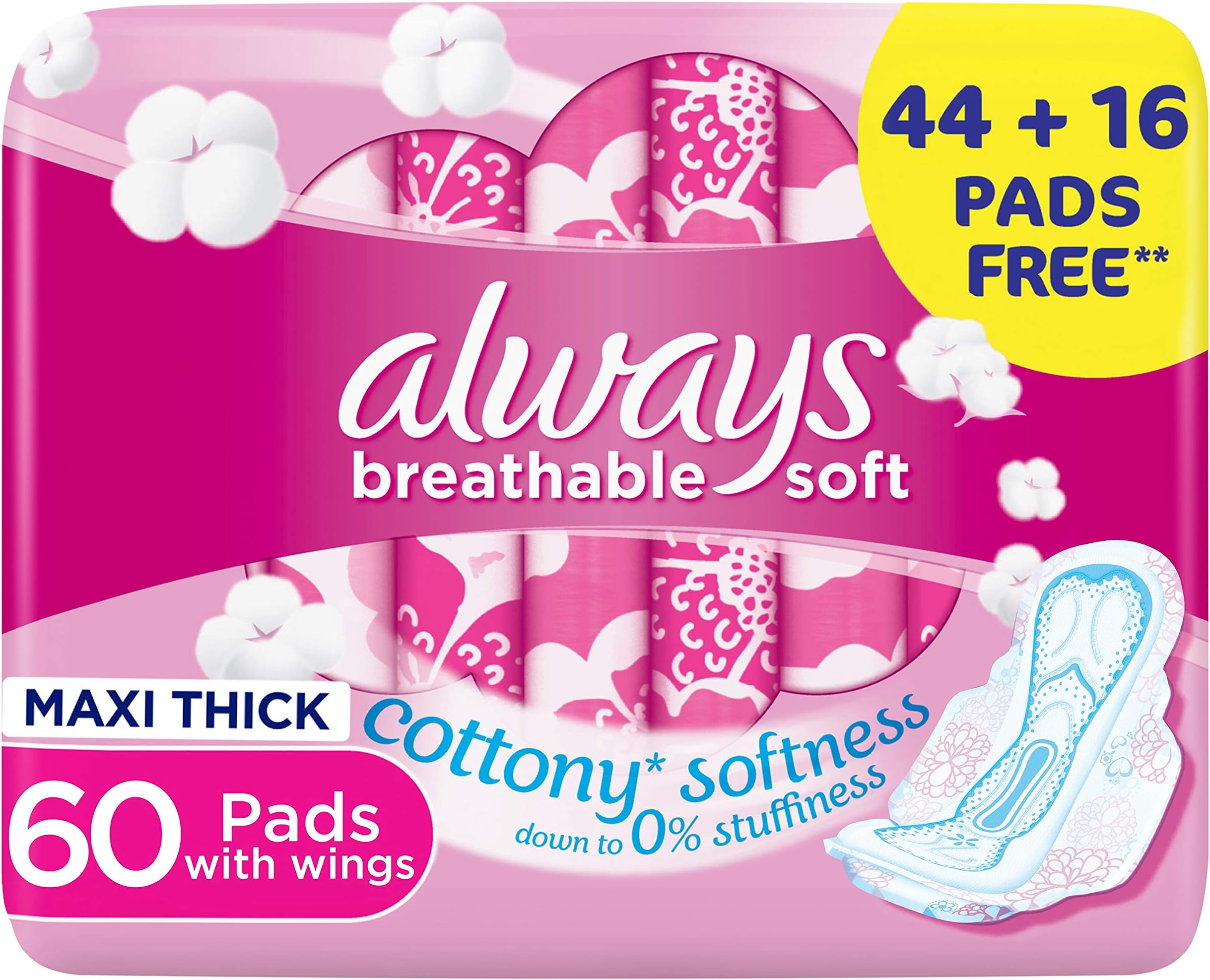 Breathable Soft Maxi Thick Large Sanitary Pads with Wing 60pcs