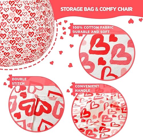 Miniatura 172 de WEKAPO - Puf con cremallera para guardar juguetes de peluche, hecho de lona de algodón de alta calidad, extragrande de 38 pulgadas, ideal para los