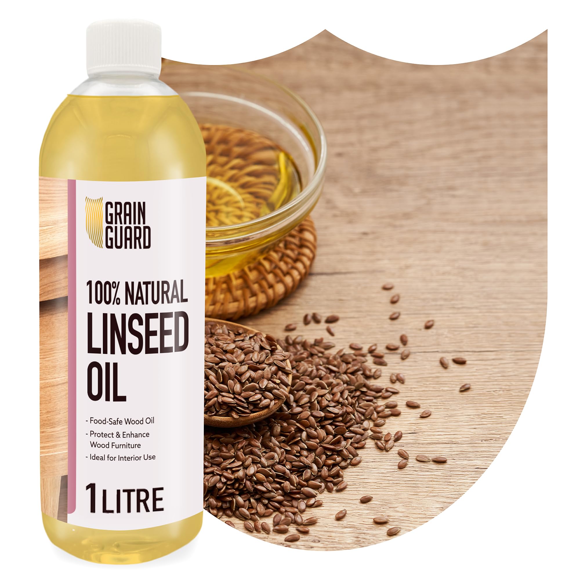 GRAIN GUARD Raw Linseed Oil 1L – 100% Pure, Food-Safe