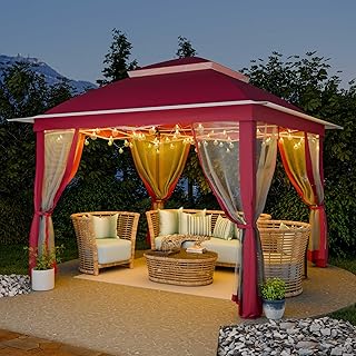 10 Pop Up Gazebo Ideas for Flexible Backyard Shade 57 11 x 11 Pop Up Gazebo, Patio Gazebo with Double Roofs, Outdoor Canopy wi...