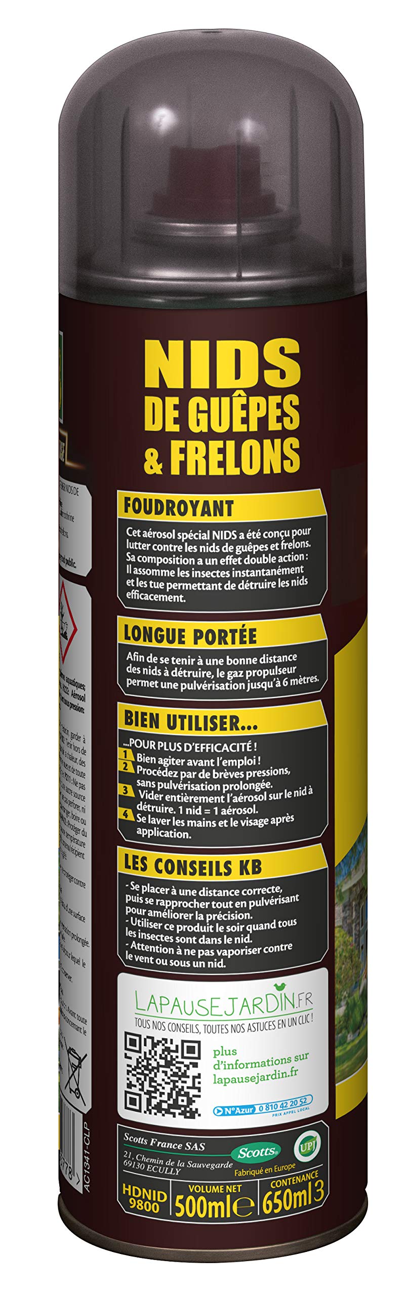 EVERGREEN KB Home Defense NIDS DE GUEPES ET FRELONS Aerosol 500ML HDNID