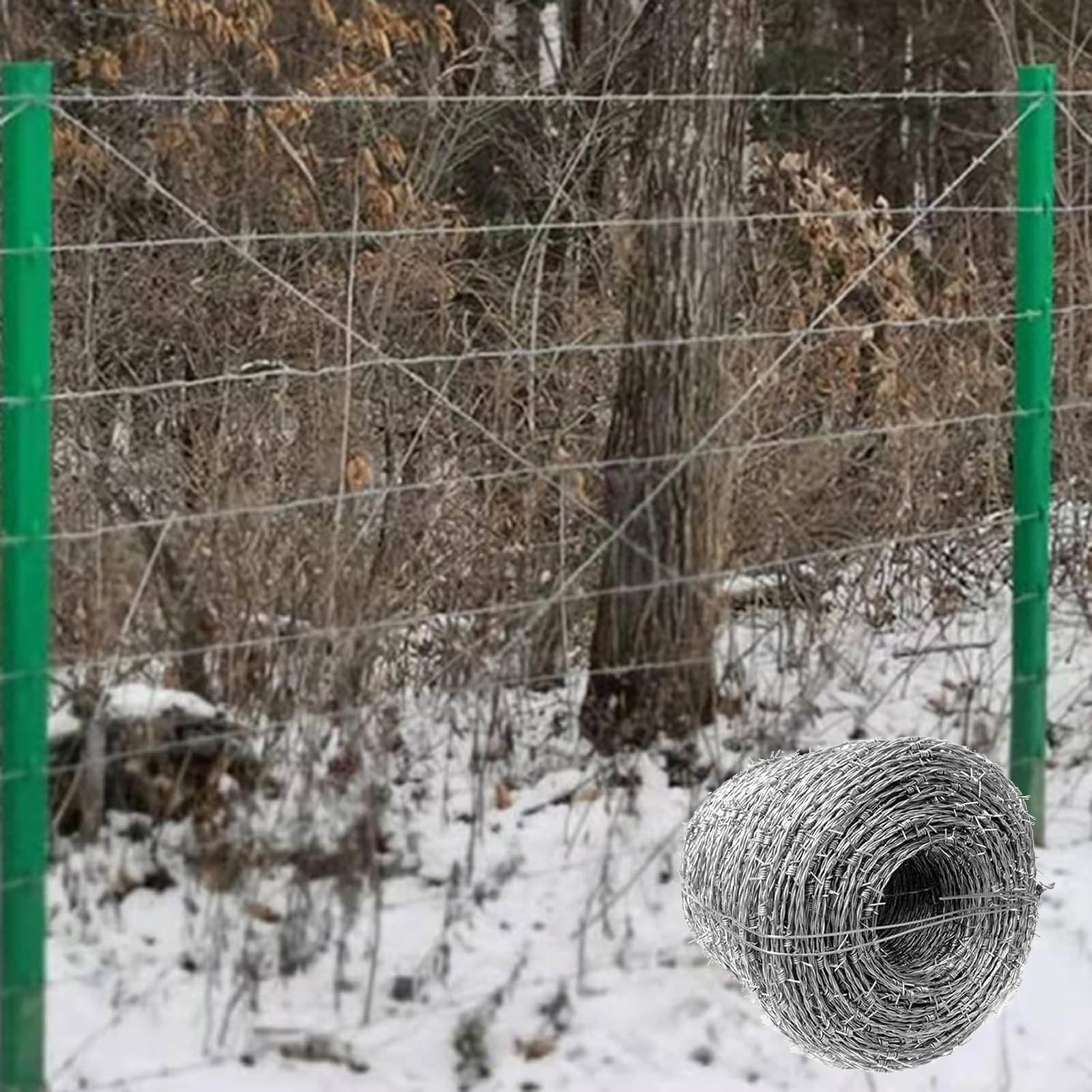 Alambre de Artesanía con Puntas de 4 Puntas, Alambre de Acero Galvanizado Fácil de Doblar para Valla, Doble Rollo de Alambre de Acero con Púas, Protección de Valla para Jardín (300m)