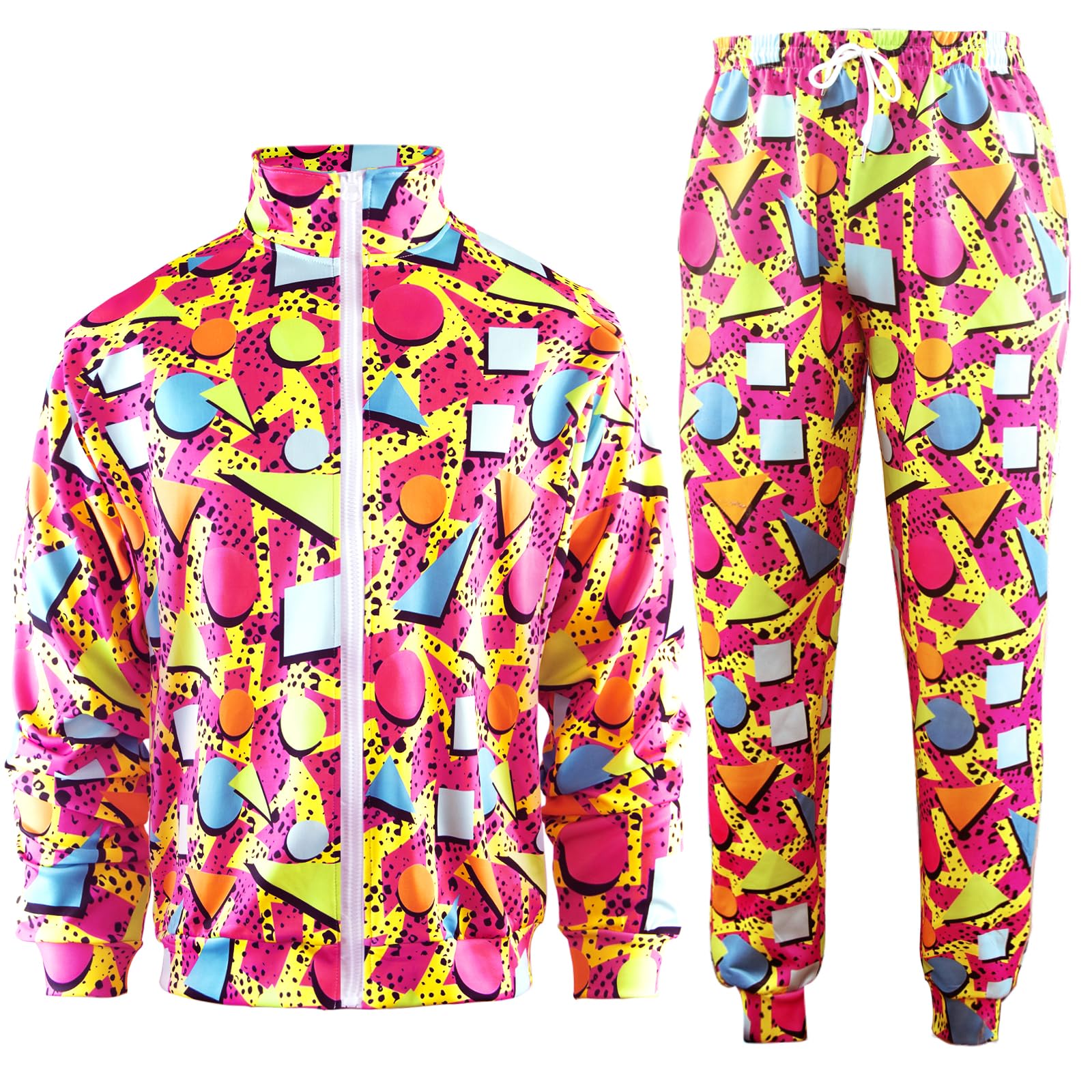 Arssm Retro 80s 90s Outfit Sets for Men Vintage Jacket and Joggers Sweatpants 80s Tracksuit Streetwear