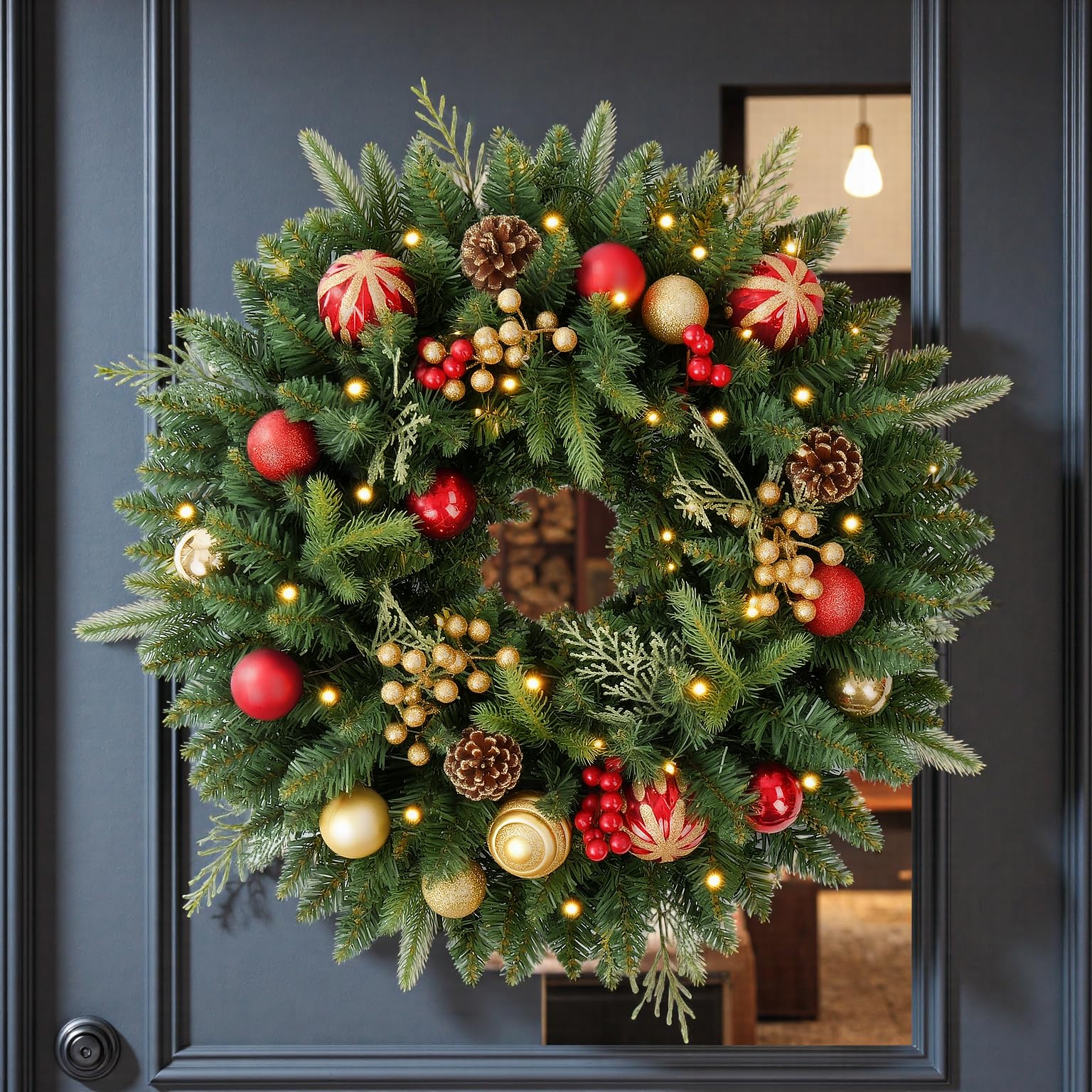 Amazon.com: 24 Inch Artificial Pre-Lit Christmas Wreath Spruce, 50