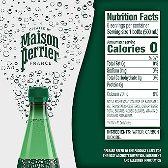 Maison Perrier Ultimate Sparkling Water, 16.9 Fl Oz Plastic Water Bottles, 6 Count
