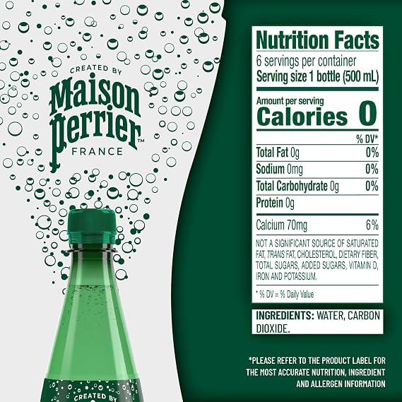 Maison Perrier Ultimate Sparkling Water, 16.9 Fl Oz Plastic Water Bottles, 6 Count