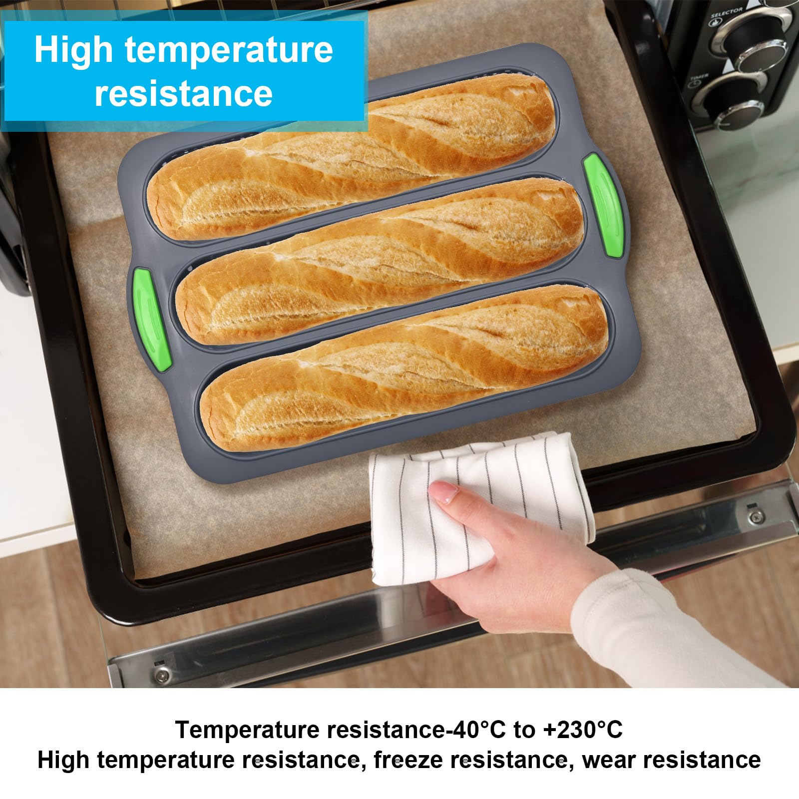 Moule à Baguette Silicone 3 Compartiments Weenwill - Perforé Antiadhésif Pour Pain Croustillant