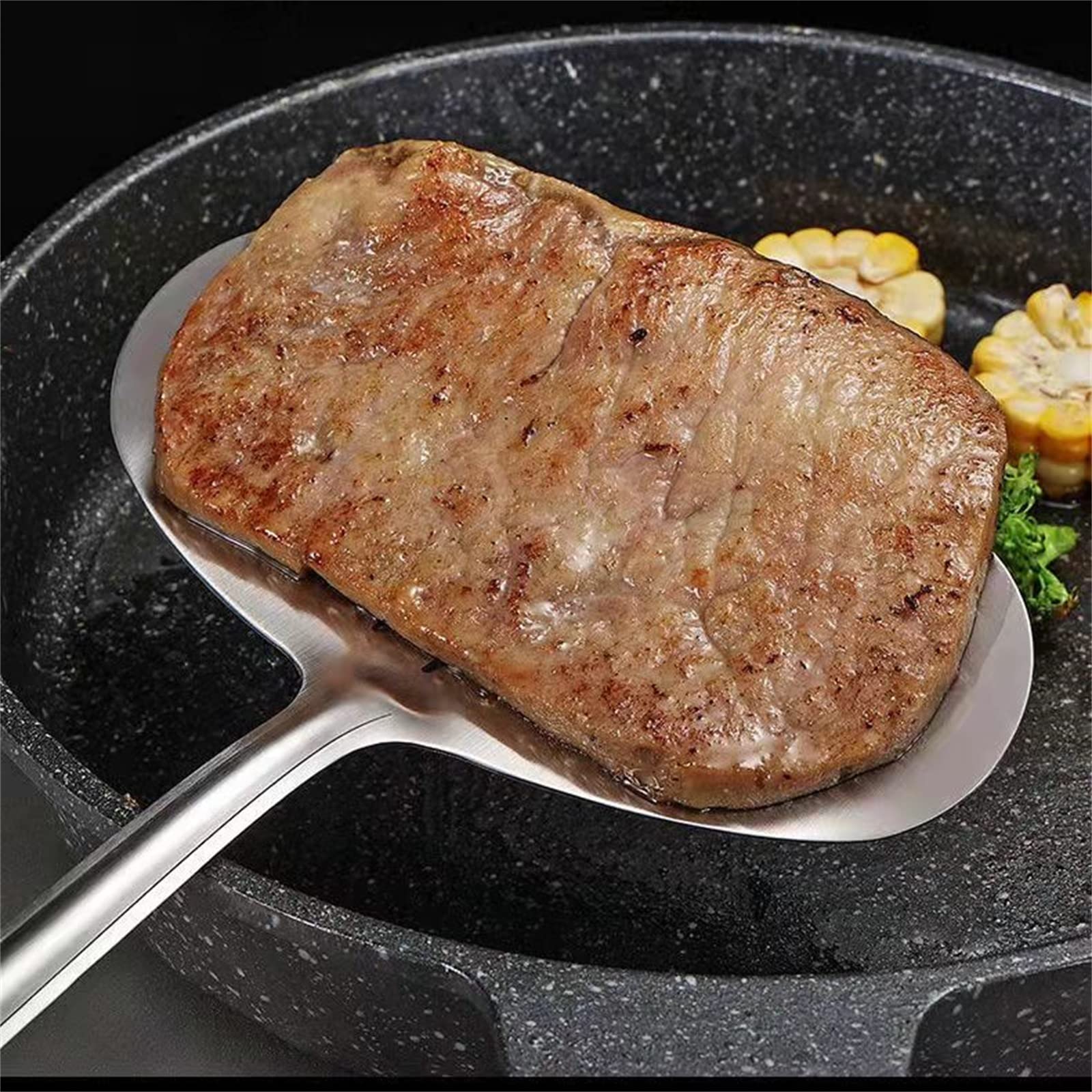 Roestvrij stalen visschijf sleufspatel met massief houten handvat, visspatel, spatel, metalen visspatel met sleuven voor koken/braden/grillen (27 cm Roestvrij stalen visschijf sleufspatel met massief houten handvat, visspatel, spatel, metalen visspatel met sleuven voor koken/braden/grillen (27 cm