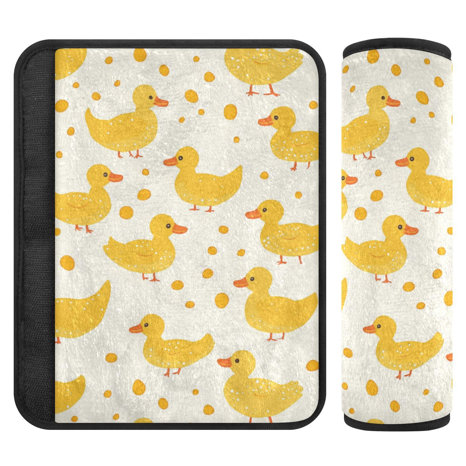 Seat Belt Covers 2 Pack Yellow Duck Car Seat Strap Covers Super Soft Dots Car Seat Neck Cover for Boys Girls Adults Babies M