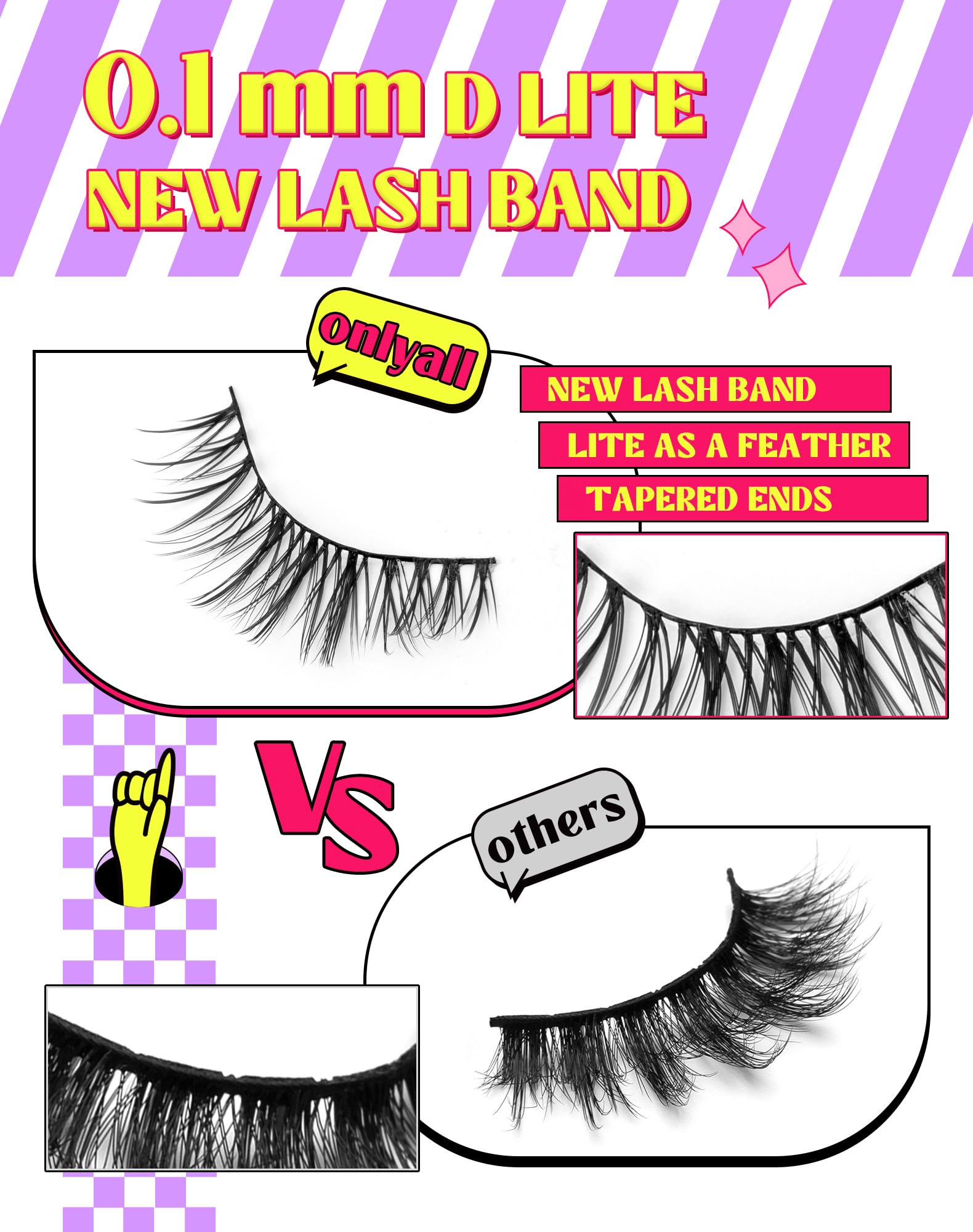 Onlyall Lashes Natural Look False Eyelashes Fluffy Fake Eye Lash Wispy D48, Black, 1 pair (Pack of 7) - Image 2