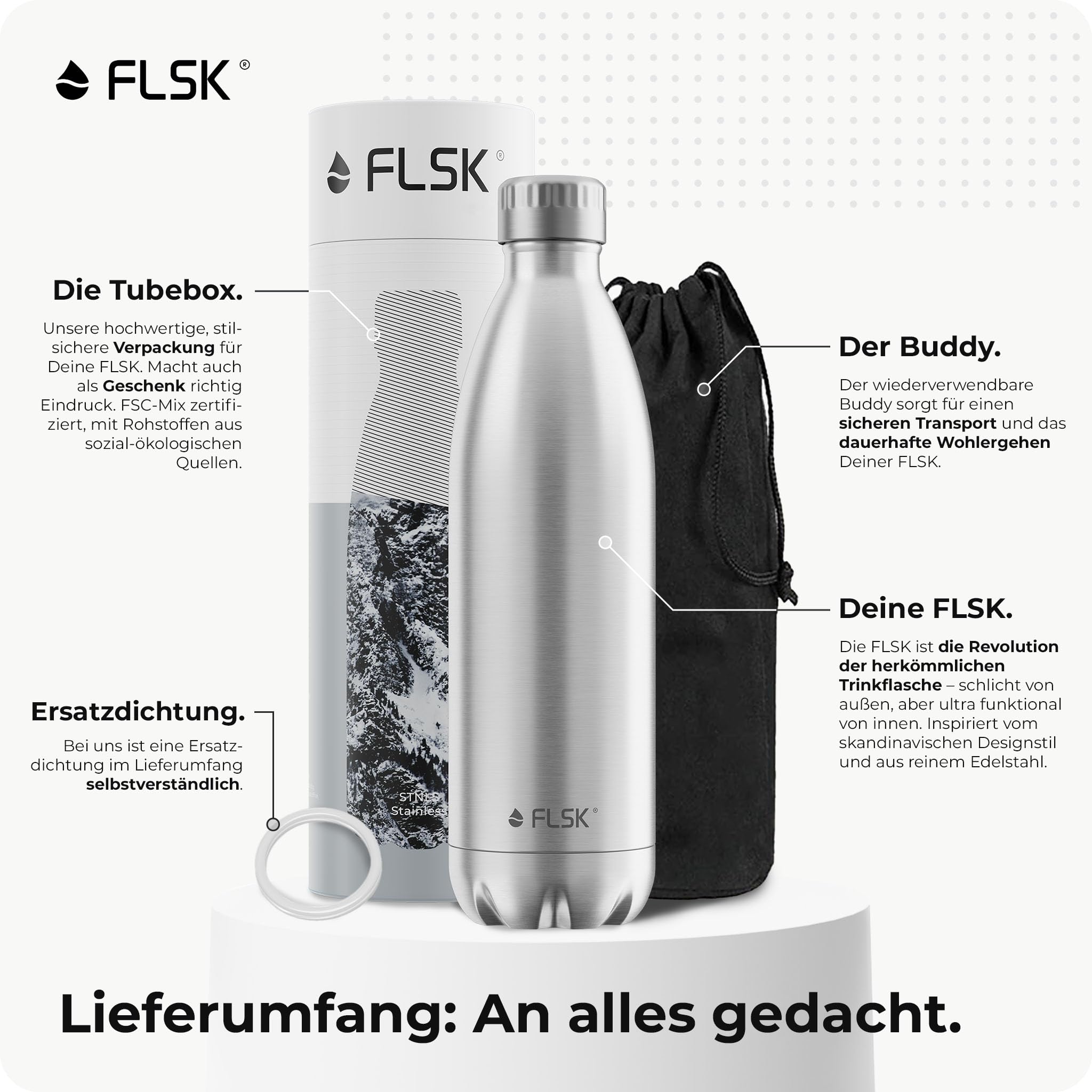 Amazon | FLSK フラスク ボトル 水筒 1000ml 1L おしゃれ 保温 保冷
