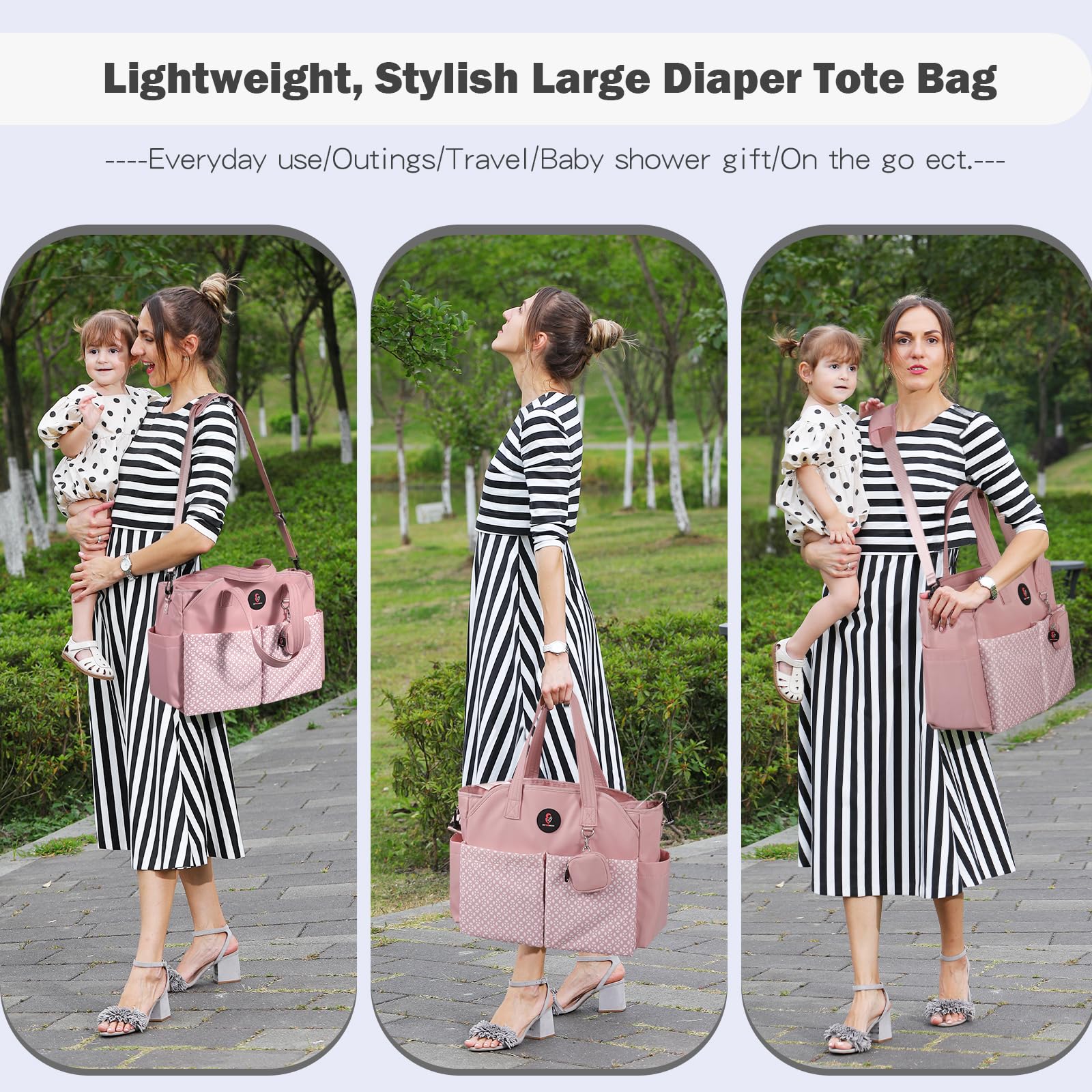 Bolsa para pañales: bolsa grande para bebé, bolsa de pañales para niños, elegante bolsa de pañales para niña, bolsa de hombro para mamá