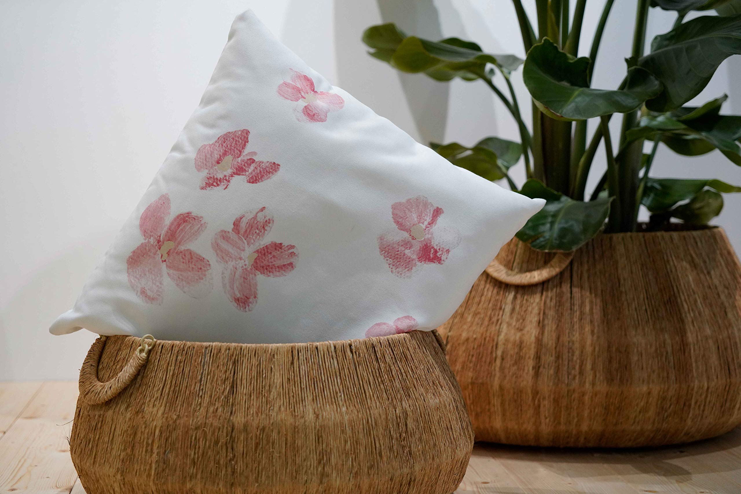 Federa Per Cuscino Chenille Homing Linn Rosa E Beige 40x40 Cm - Morbida E Pieghevole Per Divano, Letto E Cameretta