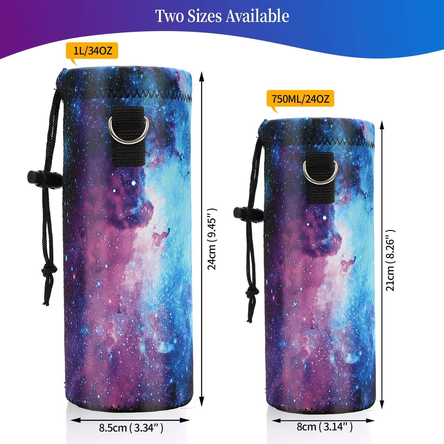 ToLuLu Water Bottle Carrier Bag Case, Insulated Neoprene Water Bottle Holder Pouch Cover 750ML 1000ML with Adjustable Shoulder Strap, for Stainless Steel/Glass/Plastic Bottles, Sport Energy Drinks - Image 2