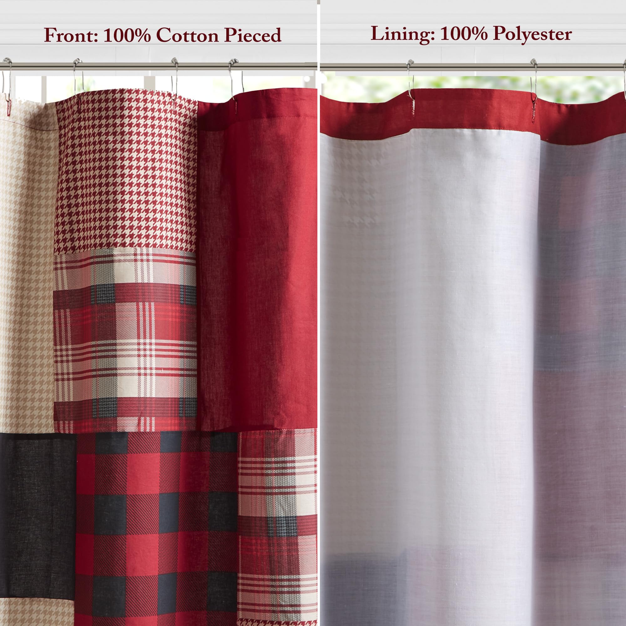 Woolrich Tende classiche lavabili in lavatrice, cotone, colore rosso, 72 x 72 cm