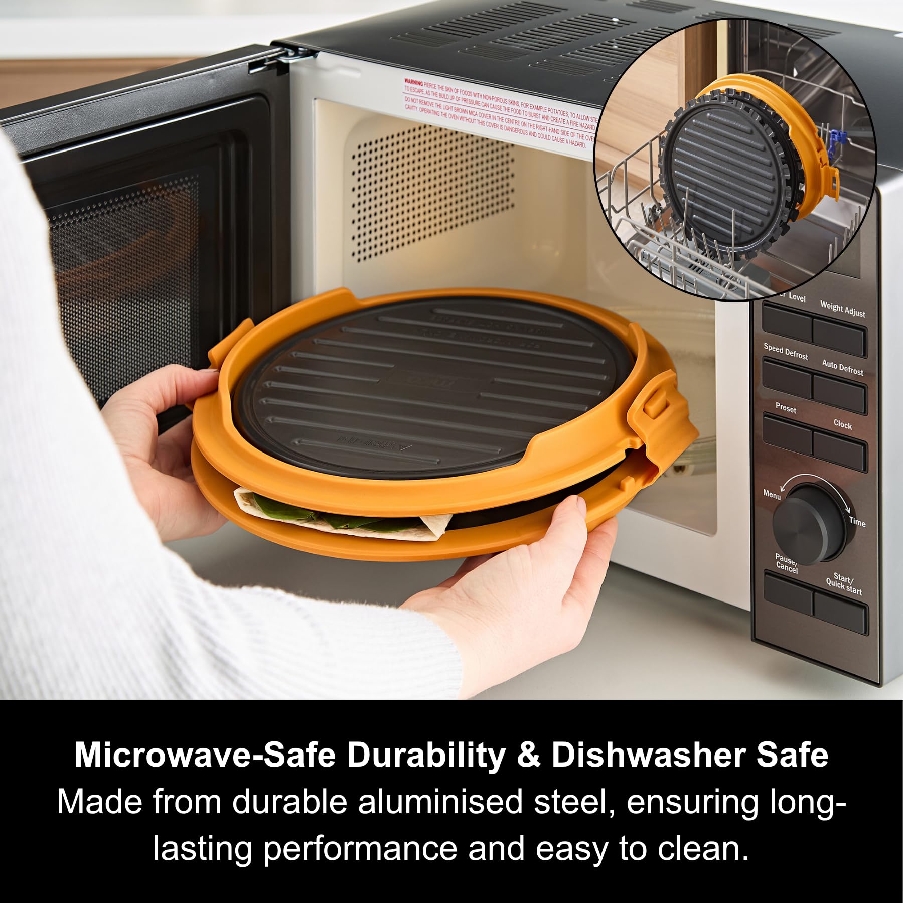 Morphy Richards MICO 511651 runder Grill, schnelles & einfaches Mikrowellen-Kochen, kompaktes Design, fortschrittliche Heatwave-Technologie, Antihaftbeschichtung, gesunde Ernährung, Fajitas, Burger