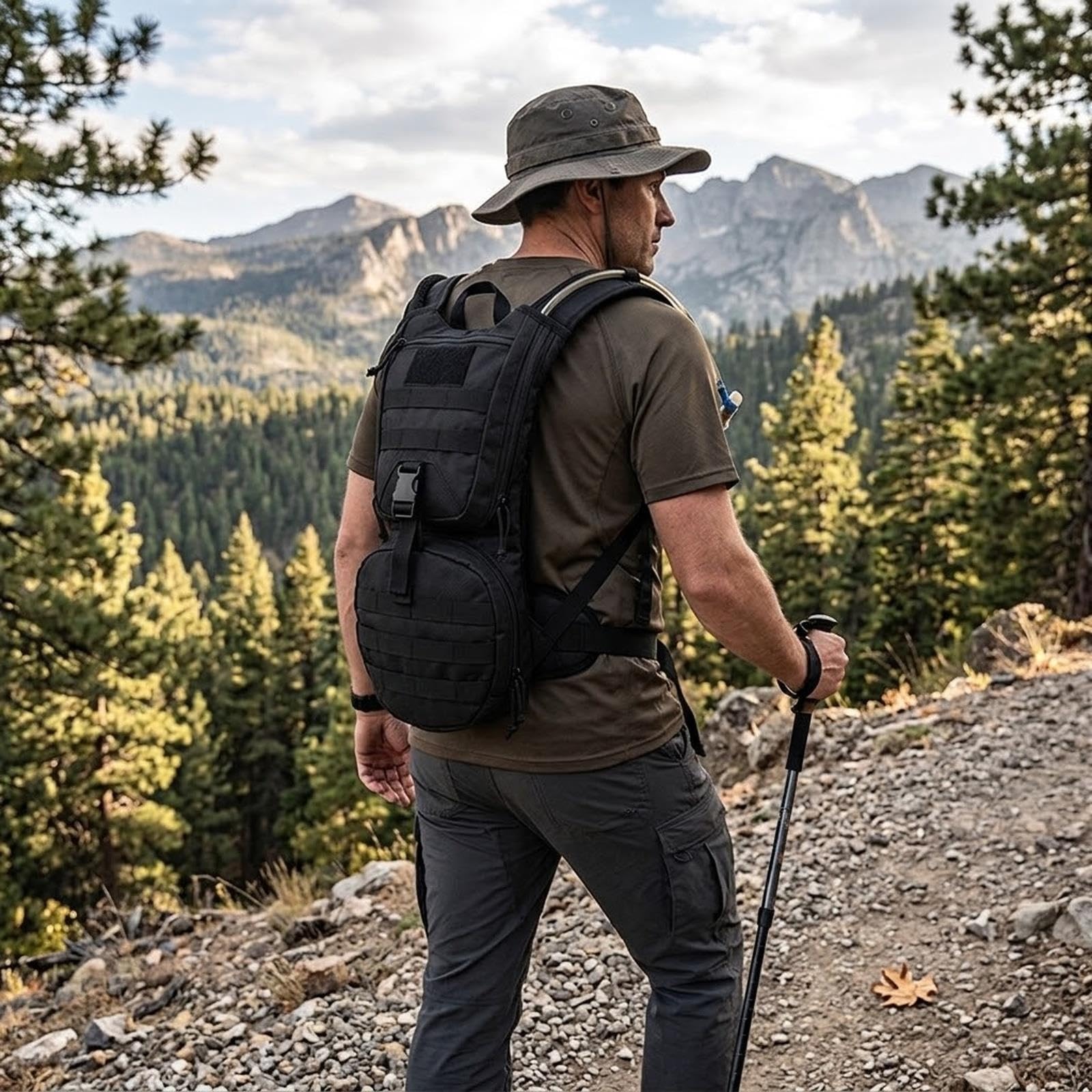 Zaino Idratazione Sacca Idrica 3L Doppia Tasca Ciclismo Corsa Trekking 750g