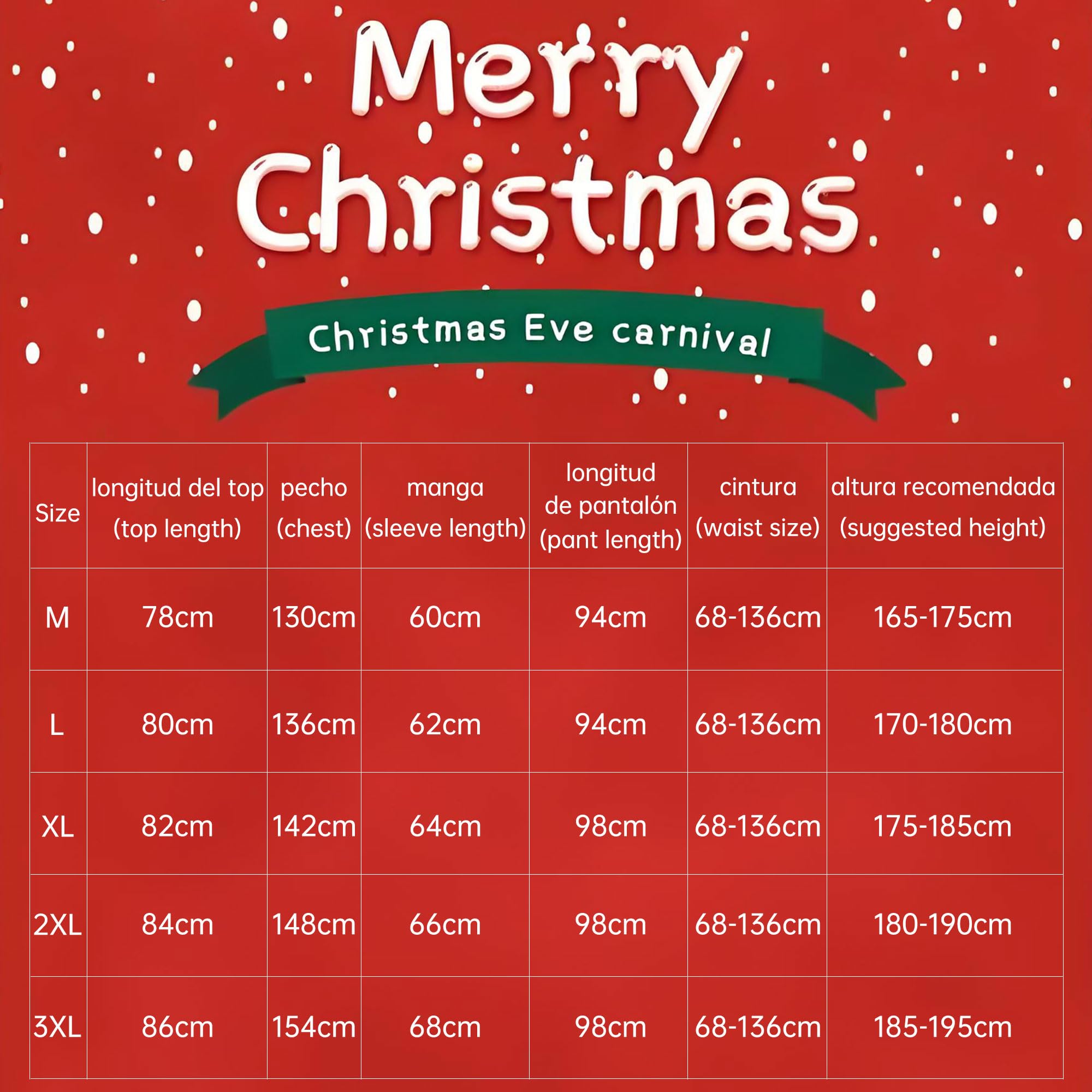 SELORE Disfraz de Papá Noel adulto para hombre, vestido de Papá Noel unisex, Santa Claus Christmas Suit (XL)