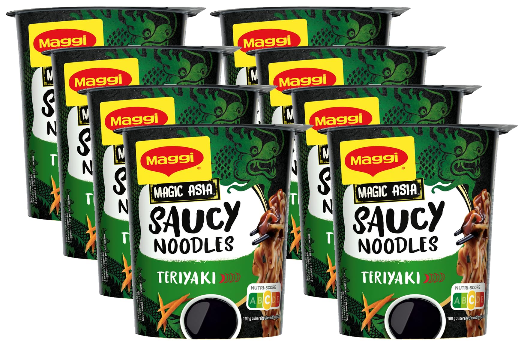Maggi Magic Asia Saucy Noodles Teriyaki Cup, 8er Pack (8x75g)