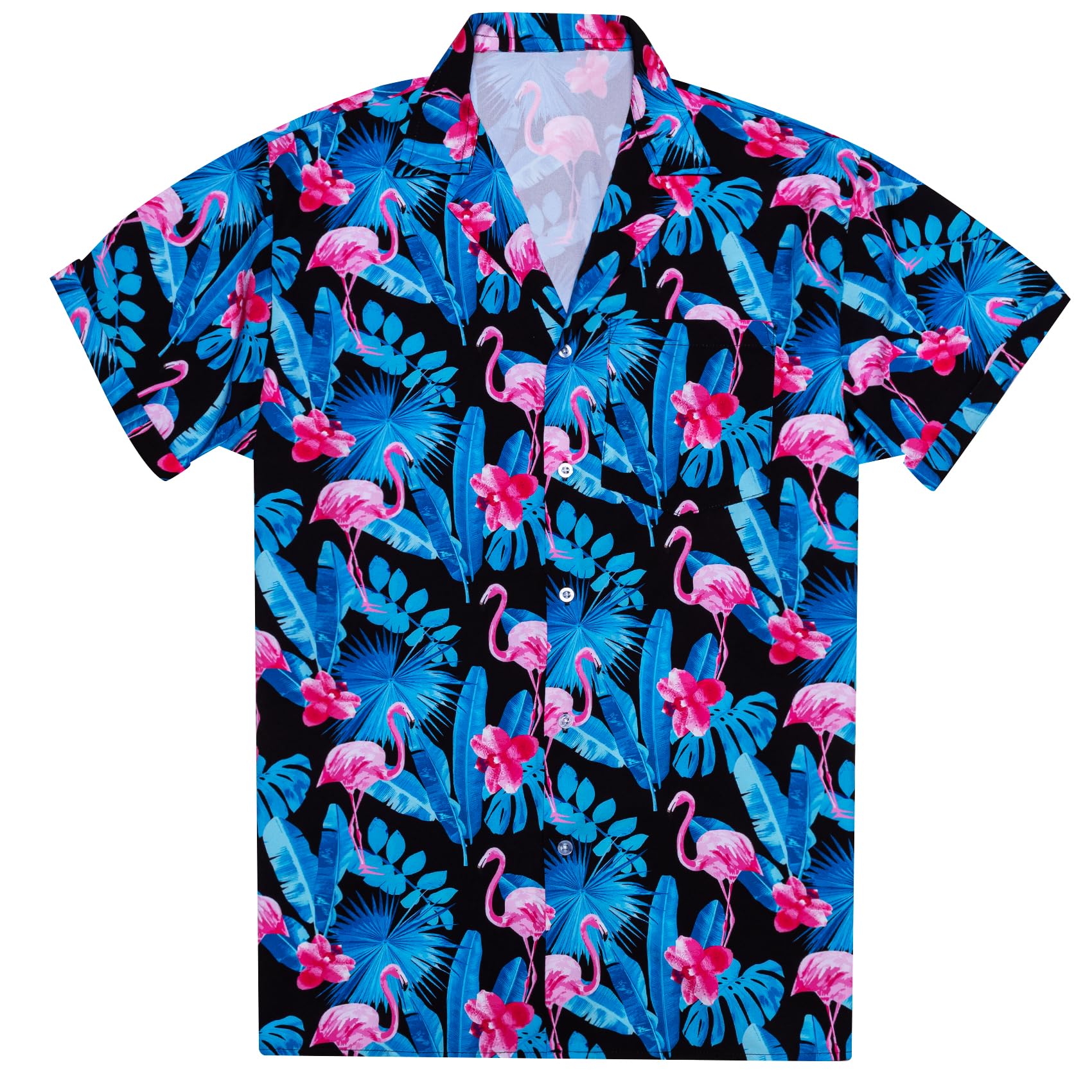 Barry.Wang Camicie hawaiane da uomo con stampa floreale classica casual tropicale spiaggia festa vacanza camicia a maniche corte