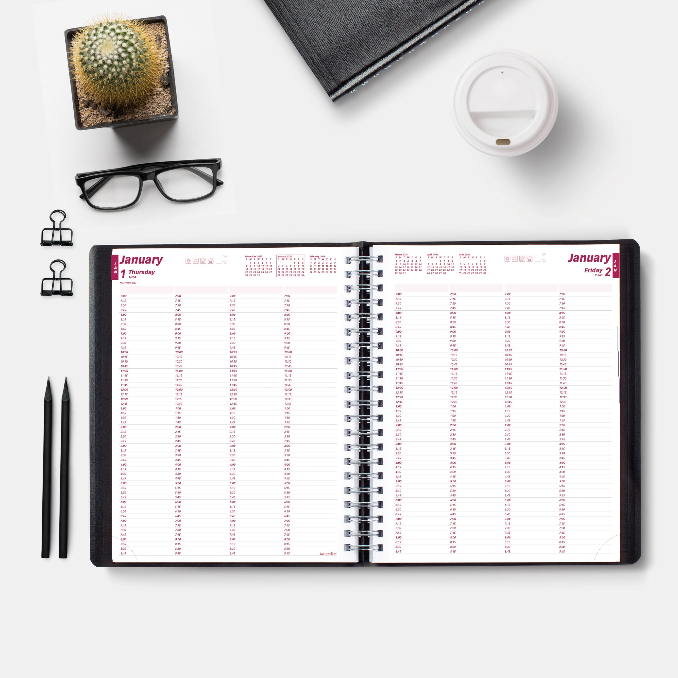 redcb960blk – Brownline profesional Daily cita libro