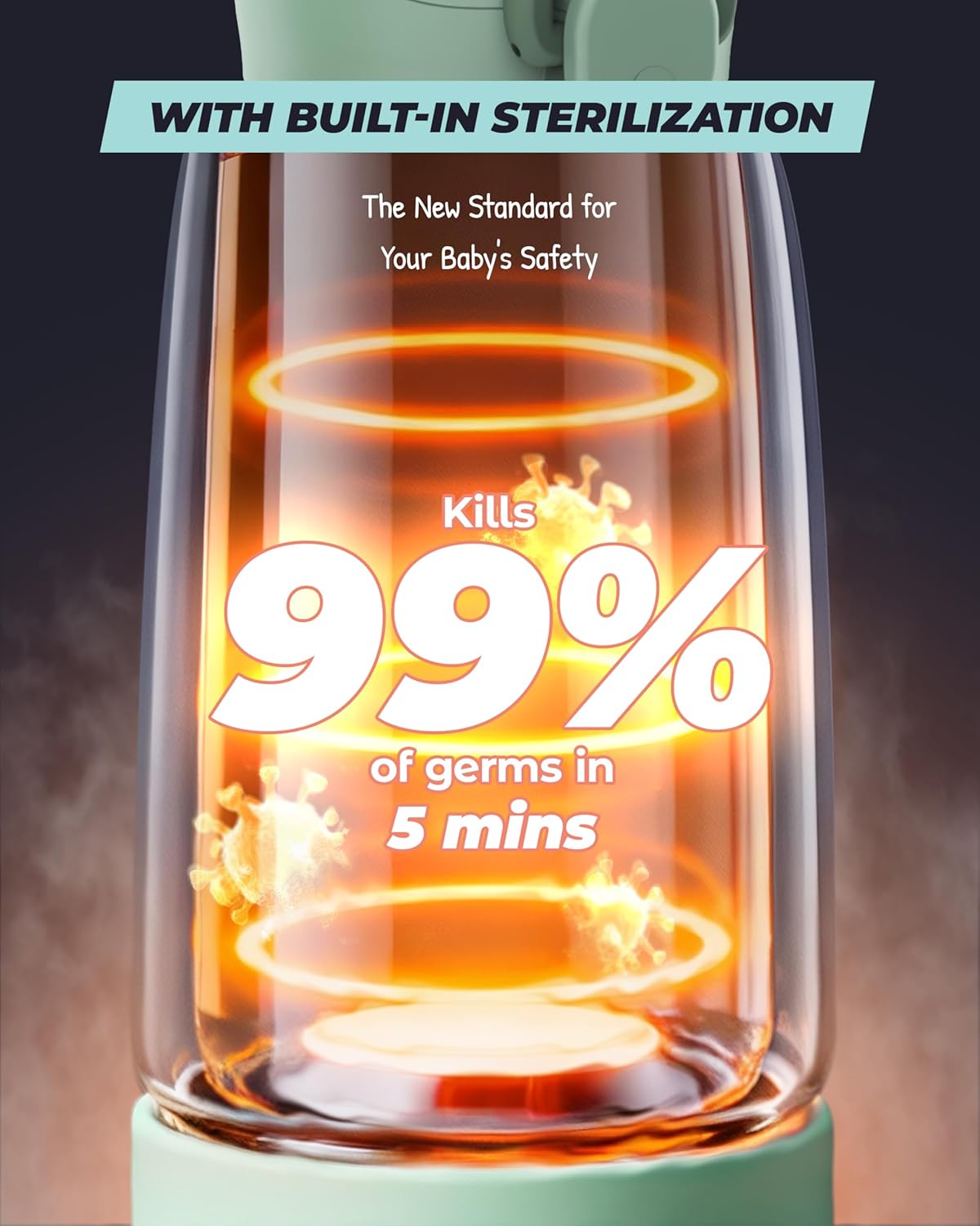 Upgraded Portable Milk Warmer with Self-Clean Function, 110W Fast Heating for Breast Milk & Formula, 16oz Large Capacity Travel Bottle Warmer, USB-C Fast Charge, Ideal for Hiking, Flights & Car Use - Image 3