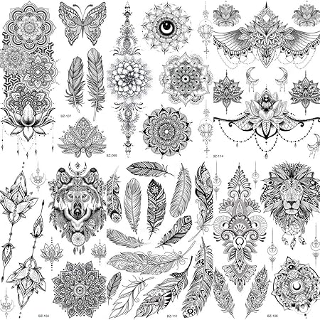 Coktak 6 Pieces Lot Unique Black Henna Temporary Tattoo Stickers For Adults Women Girls Feather Mandala Flower Body Art Large Big Arm Tattoos Sheet Lace Indian Mehndi Sexy Wedding Tatoos Paper Owl Coktak 6 Pieces Lot Unique Black Henna Temporary Tattoo Stickers For Adults Women Girls Feather Mandala Flower Body Art Large Big Arm Tattoos Sheet Lace Indian Mehndi Sexy Wedding Tatoos Paper Owl